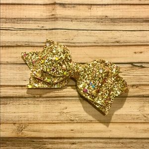 5” gold glitter hair bow